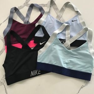 Lot of 4 Nike Sports Bras, Small, multi-colors